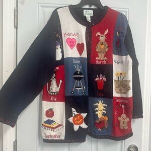 Quacker Factory Red and Black Cardigan